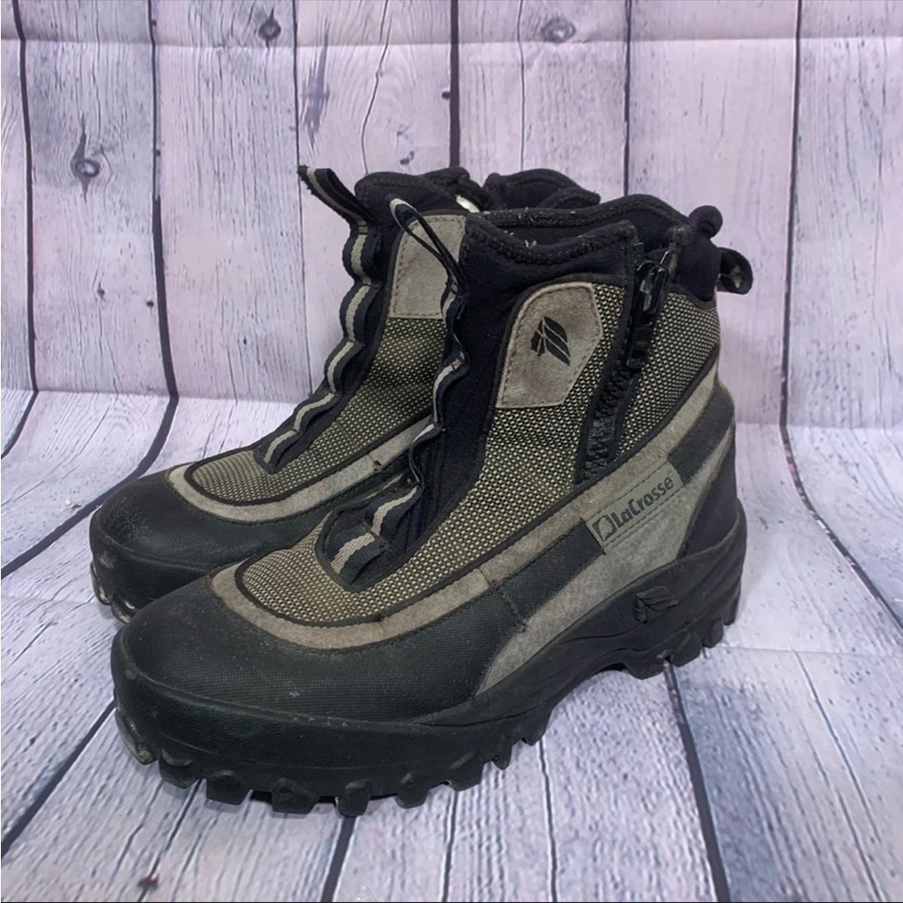 LacCrosse Womens Outdoorman Winter Boots Black Gray Size 10 Casual Waterproof